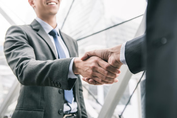 Businessman making handshake with partner