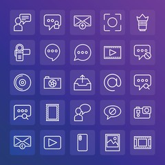 Modern Simple Set of chat and messenger, video, photos, email Vector outline Icons. ..Contains such Icons as  background,  vector,  note and more on gradient background. Fully Editable. Pixel Perfect.