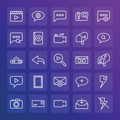 Modern Simple Set of chat and messenger, video, photos, email Vector outline Icons. ..Contains such Icons as message,  video,  film and more on gradient background. Fully Editable. Pixel Perfect.