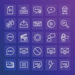 Modern Simple Set of chat and messenger, video, photos, email Vector outline Icons. ..Contains such Icons as  block, outdoors,  envelope and more on gradient background. Fully Editable. Pixel Perfect.