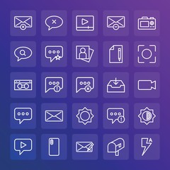 Modern Simple Set of chat and messenger, video, photos, email Vector outline Icons. ..Contains such Icons as  dslr,  remove,  icon, dark and more on gradient background. Fully Editable. Pixel Perfect.