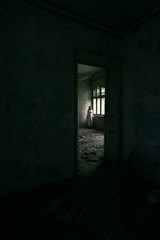 Fototapeta na wymiar Horror ghost girl in abandoned building