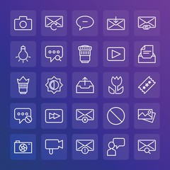 Modern Simple Set of chat and messenger, video, photos, email Vector outline Icons. ..Contains such Icons as  get,  phone, overfilled and more on gradient background. Fully Editable. Pixel Perfect.