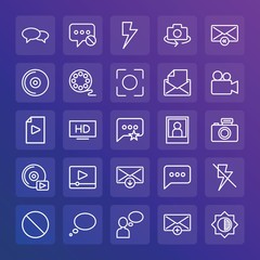 Modern Simple Set of chat and messenger, video, photos, email Vector outline Icons. ..Contains such Icons as  symbol,  new,  background and more on gradient background. Fully Editable. Pixel Perfect.