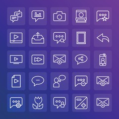 Modern Simple Set of chat and messenger, video, photos, email Vector outline Icons. ..Contains such Icons as  iso, favorite,  house and more on gradient background. Fully Editable. Pixel Perfect.