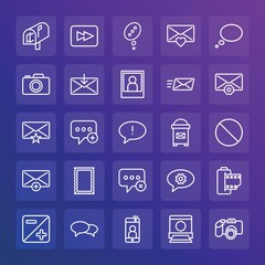 Modern Simple Set of chat and messenger, video, photos, email Vector outline Icons. ..Contains such Icons as  get,  outline,  pocket and more on gradient background. Fully Editable. Pixel Perfect.