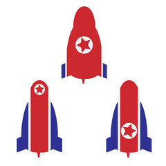 North Korean missile in colors of national flag of state
