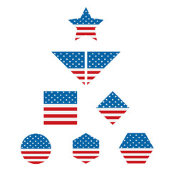 Fototapeta premium USA flag icons set. square, circle, polygon, etc.