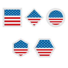USA flag icons set. square, circle, polygon, etc.