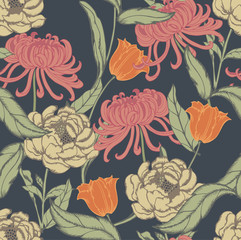 Abstract elegance pattern with floral background.