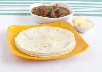 Rice roti or flat bread made from rice flour dough, a south Indian vegetarian, traditional and...
