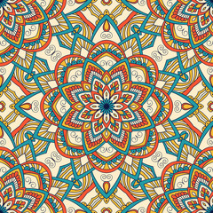 Hand drawn ornamental seamless pattern. Vector Illustration