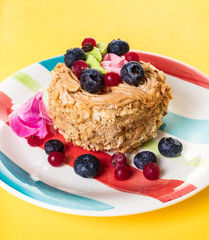 fruit dessert cake in a plate