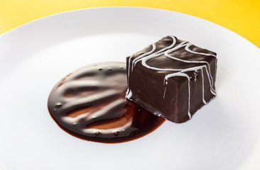 chocolate dessert cake in a plate