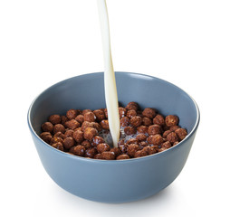 cereal balls with cocoa in milk