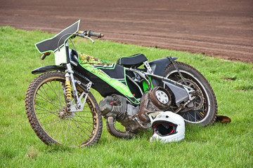 Motorcycle speedway bike on the grass