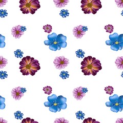 Seamless repeating pattern of wildflowers