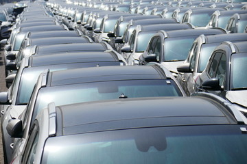 Cars in new car lot 