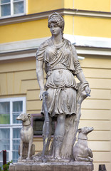 Obraz premium Lviv, Ukraine - historic city center, Old Town quarter and Market Square with Diana Statue in front of City Hall