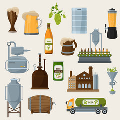 Beer orthogonal icons set
