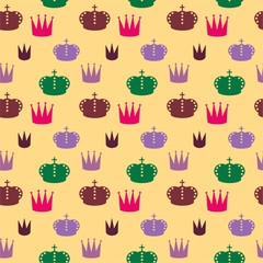 pattern on a light background with colored crowns 