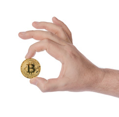 Fototapeta na wymiar Bitcoin in hand
