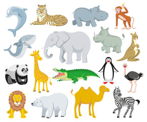 Wild animals and sea creatures set