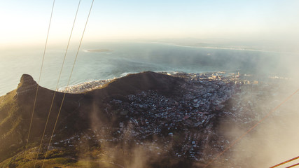 Quick glimpse trough the clouds on table mountain, Capetown, South Africa
