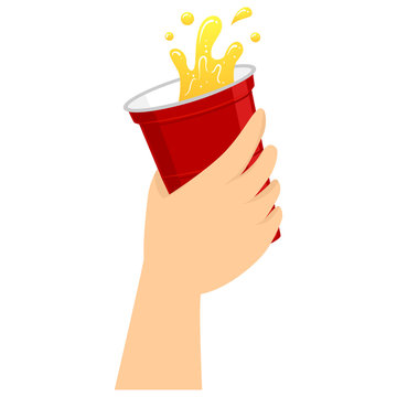 Illustration Of Hand Holding A Red Cup Of Beer