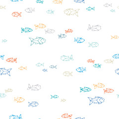 Vector hand-drawn seamless fish pattern.