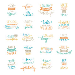 Vector colored lettering on sea / ocean theme.