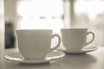 two coffee cup brown vintage color tone