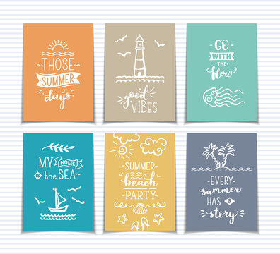 Set of 6 pre-made sea / ocean greeting cards.