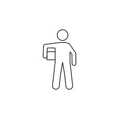 Fototapeta na wymiar a man with a box carries a box icon. Element of man carries a box illustration. Premium quality graphic design icon. Signs and symbols collection icon for websites