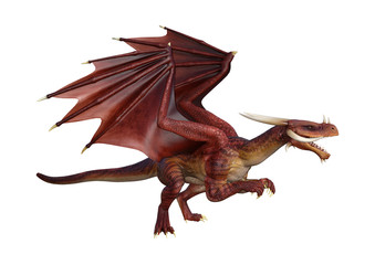 Obraz premium 3D Rendering Fairy Tale Dragon na białym tle