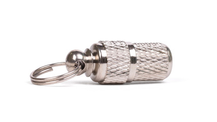 Close-up of a collar pendant with adress for dogs and cats