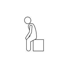 man is sitting on a box icon. Element of man carries a box illustration. Premium quality graphic design icon. Signs and symbols collection icon for websites
