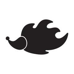 Icon hedgehog - fire. Funny little girl for your design. The vector illustration. Logo