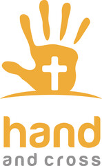 Morning Sun Cross Kids Hand Paint Christian Catholic Church logo design 
