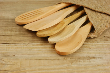 wooden spoon on old wooden table