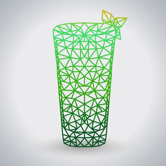 Abstract polygonal tirangle cocktail mojito. Hipster cocktail menu