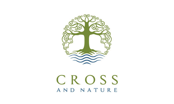 Tree Of Life Nature Church Christian Jesus Cross Plant Root Logo Design Inspiration