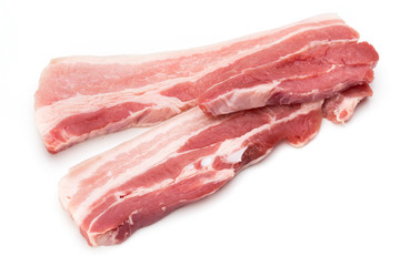 Obraz premium Meat pork slices isolated on the white background.