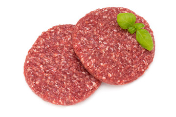 Raw fresh hamburger meat isolated on white.