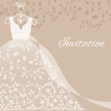 wedding dress with floral lace ornament