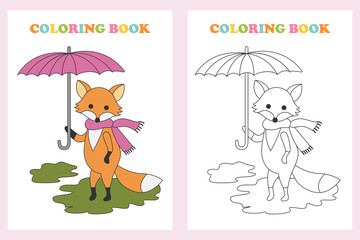 Coloring book with a picture of a fox.