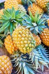 victoria pineapples on local market of Saint-Pierre, Reunion Island