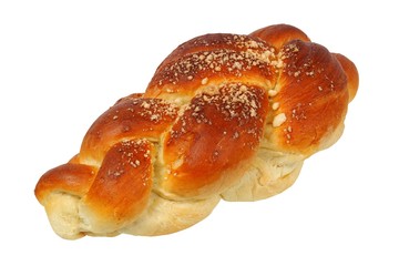 Challah bun on white