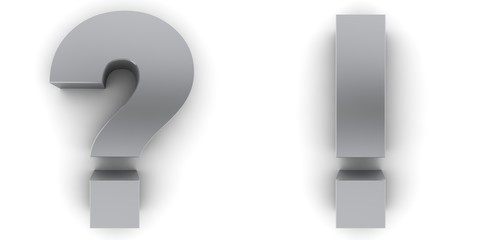 question and answer problem and solution question mark 3d silver interrogation point exclamation mark point q and a sign symbol icon isolated cut out white background