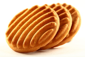 Delicious cashew nut cookies on white background.